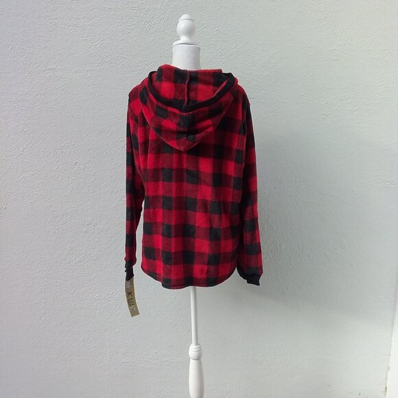 The Original Muk Luks XL Buffalo Red-Black Plaid Soft Hoodie Loungewear NEW - Picture 7 of 8
